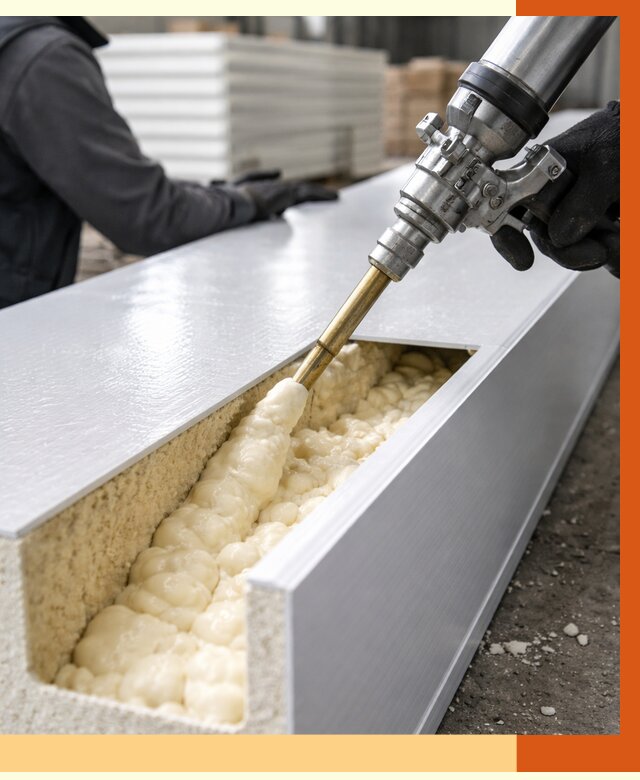 Заполнение пустот холодильных панелей в Бирске от 7796 руб. | ТепломастерБрк