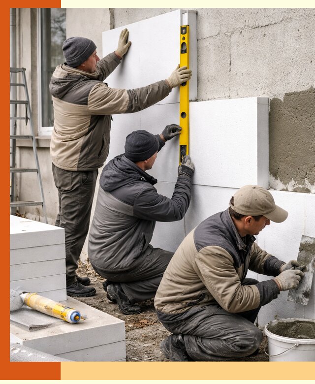 Утепление пенопластом наружных стен и фасадов в Бирске